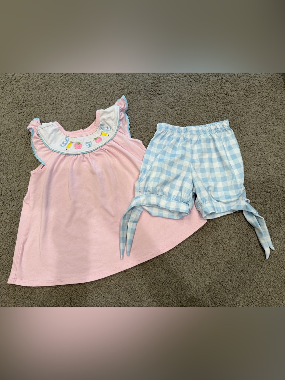 School Embroidered Shorts Set